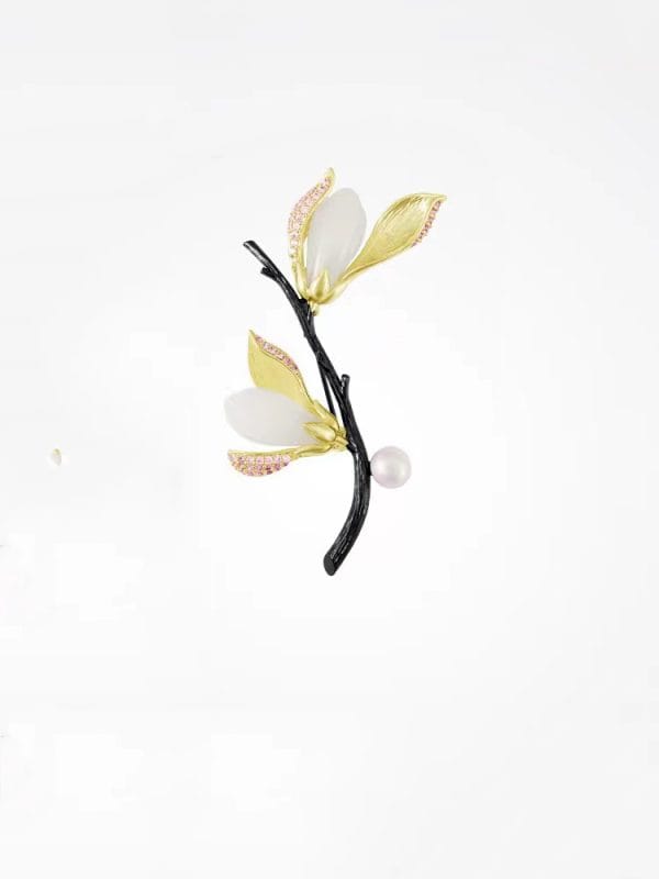 Magnolia Flower Brooch Female Wada Jade Brooch