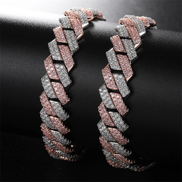 14mm Diamond-Cut Cuban Link Bracelet for Men with Micro Paved Zircon Stones – Trendy Hip Hop Style