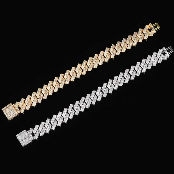 14mm Diamond-Cut Cuban Link Bracelet for Men with Micro Paved Zircon Stones – Trendy Hip Hop Style