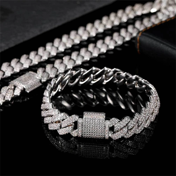 14mm Diamond-Cut Cuban Link Bracelet for Men with Micro Paved Zircon Stones – Trendy Hip Hop Style