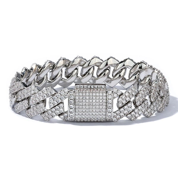 14mm Diamond-Cut Cuban Link Bracelet for Men with Micro Paved Zircon Stones – Trendy Hip Hop Style