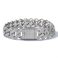 14mm Diamond-Cut Cuban Link Bracelet for Men with Micro Paved Zircon Stones – Trendy Hip Hop Style