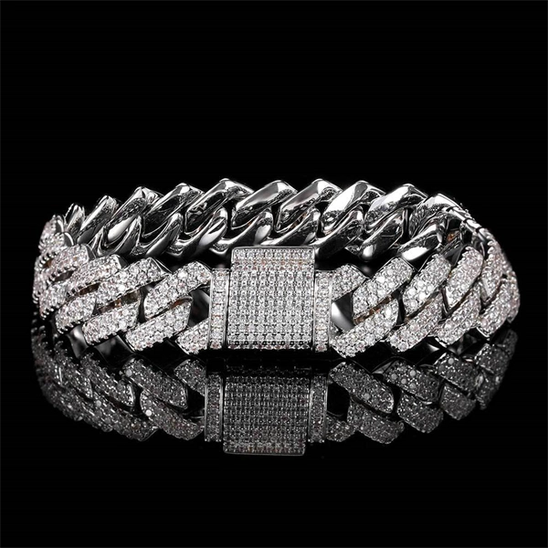 14mm Diamond-Cut Cuban Link Bracelet for Men with Micro Paved Zircon Stones – Trendy Hip Hop Style