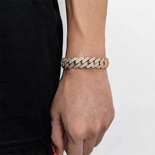 15mm Double Row CZ Diamond-Cut Cuban Chain – Bold Hip Hop Necklace or Bracelet for Men