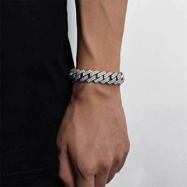 15mm Double Row CZ Diamond-Cut Cuban Chain – Bold Hip Hop Necklace or Bracelet for Men