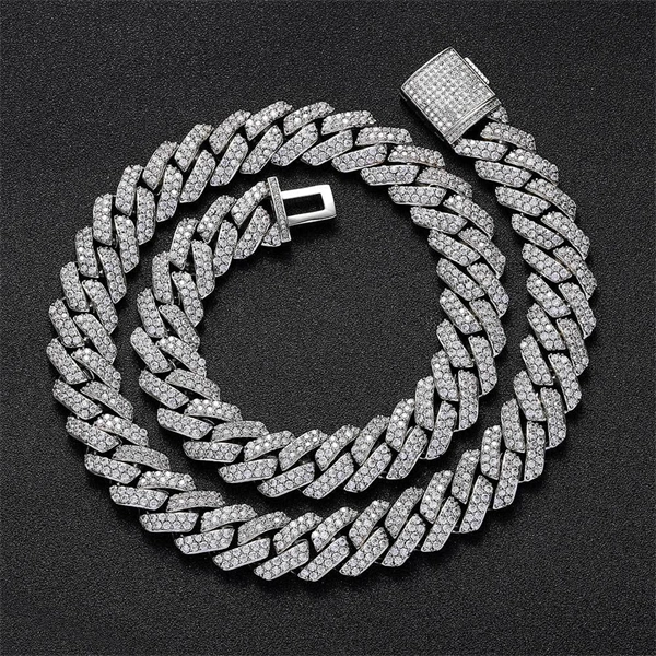 15mm Double Row CZ Diamond-Cut Cuban Chain – Bold Hip Hop Necklace or Bracelet for Men