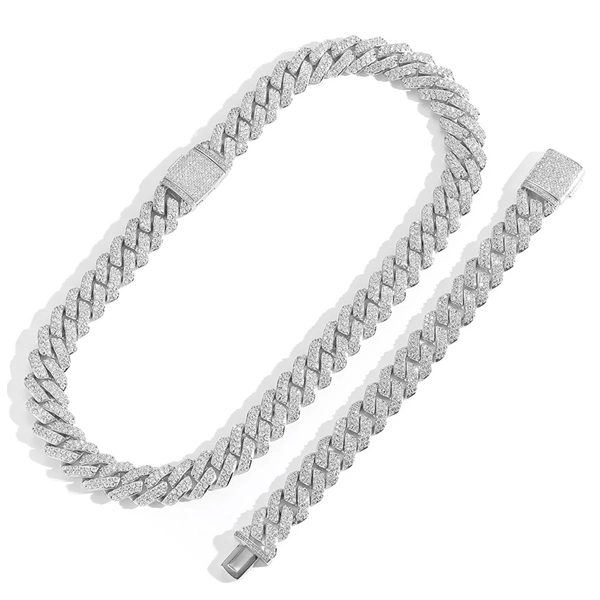 15mm Double Row CZ Diamond-Cut Cuban Chain – Bold Hip Hop Necklace or Bracelet for Men