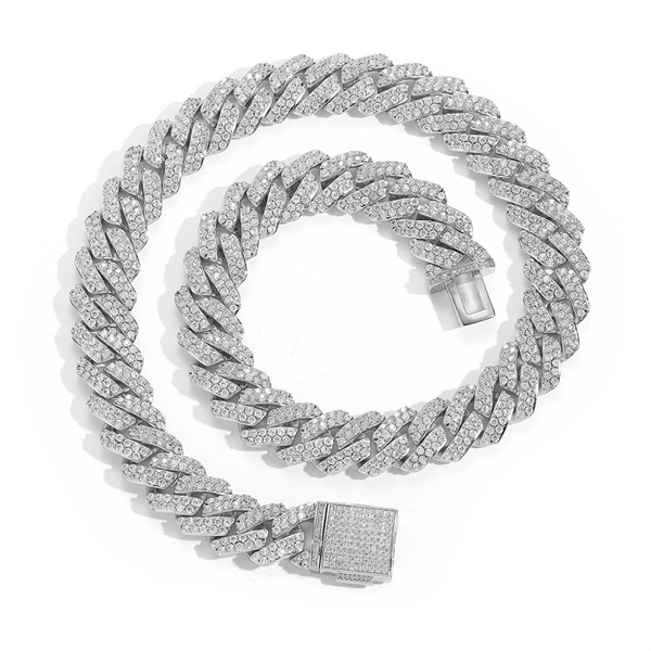 15mm Double Row CZ Diamond-Cut Cuban Chain – Bold Hip Hop Necklace or Bracelet for Men