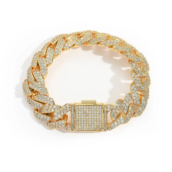 15mm Double Row CZ Diamond-Cut Cuban Chain – Bold Hip Hop Necklace or Bracelet for Men