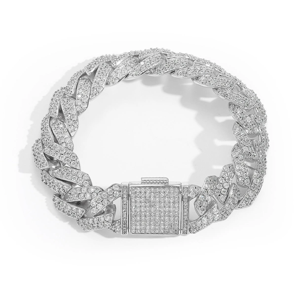 15mm Double Row CZ Diamond-Cut Cuban Chain – Bold Hip Hop Necklace or Bracelet for Men