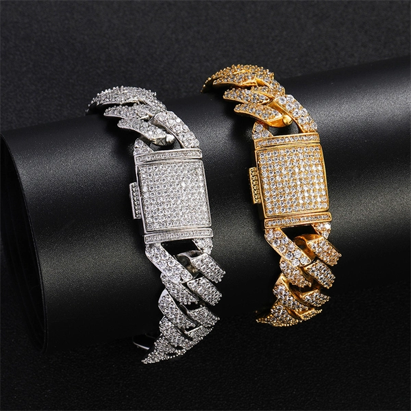 15mm Double Row CZ Diamond-Cut Cuban Chain – Bold Hip Hop Necklace or Bracelet for Men