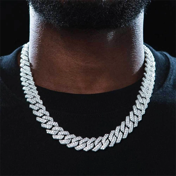 15mm Double Row CZ Diamond-Cut Cuban Chain – Bold Hip Hop Necklace or Bracelet for Men