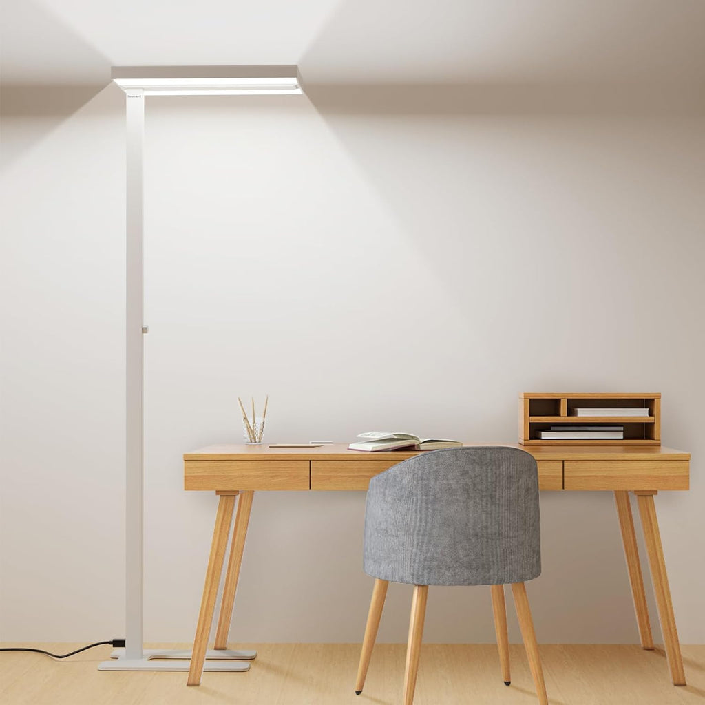 02E GEN Modern LED Floor Lamp, 8000 Lumens 4000K Dimmable Eye-Caring Adjustable Tall Lamp for Home Office, Living Room & Bedroom