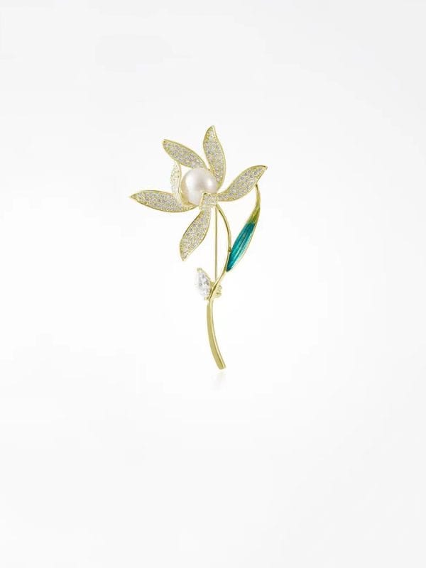 Women’s Floral Brooch Freshwater Simulated Pearl Brooch