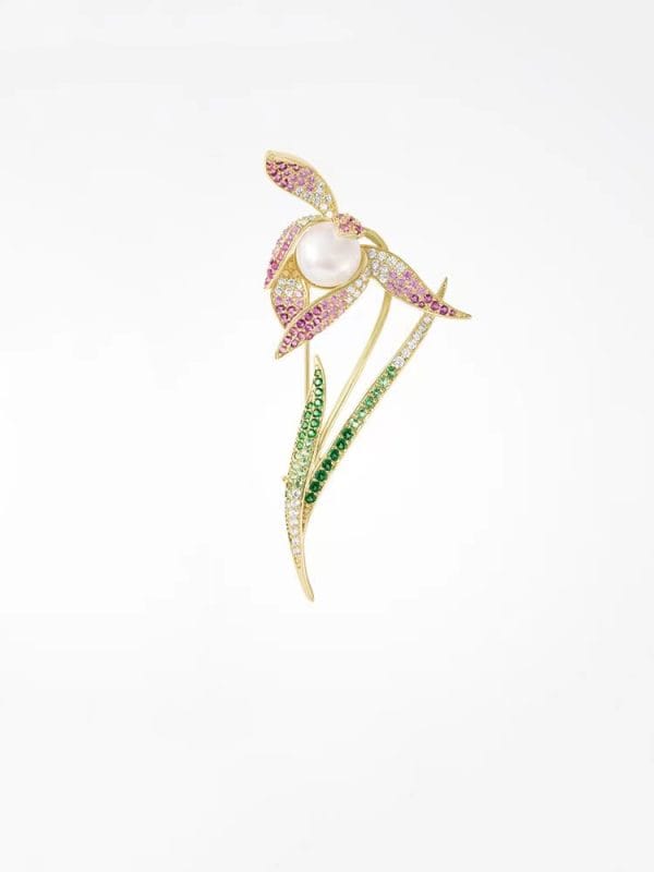 Tulip Flower Brooch Female Fashion Simulated Pearl Rhinestone Brooch