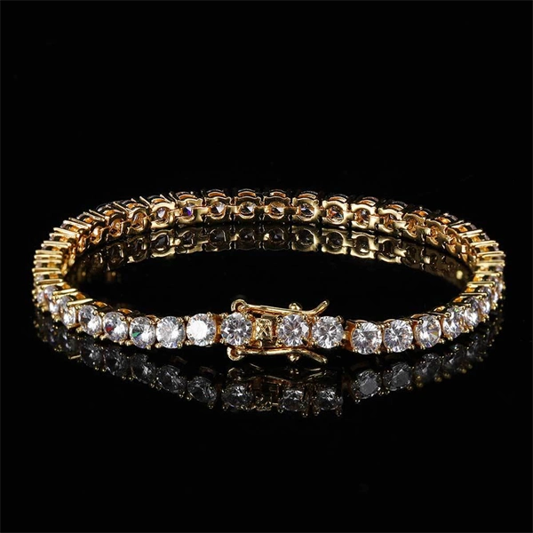 Cubic Zirconia Tennis Chain Bracelet – Bold Gold Look for Streetwear Lovers