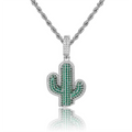 Iced Out Cactus Pendant Necklace – Solid Hip-Hop Jewelry for Men