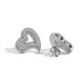 Iced Out Hollow Heart Stud Earrings – Statement CZ Hip Hop Jewelry for Women