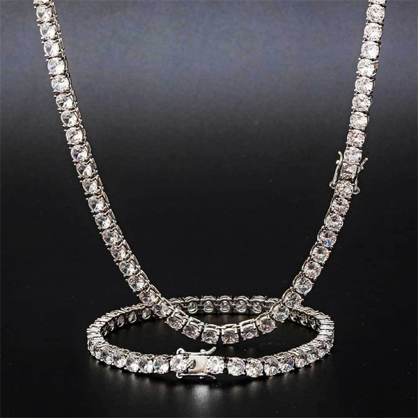 Iced Out Tennis Chain Necklace & Bracelet – Bold Hip-Hop Style for Men