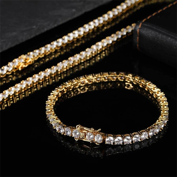 Iced Out Tennis Chain Necklace & Bracelet – Bold Hip-Hop Style for Men