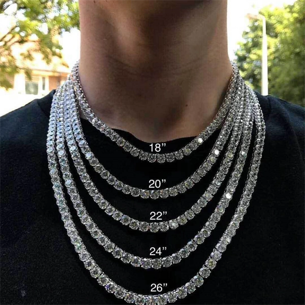Iced Out Tennis Chain Necklace & Bracelet – Bold Hip-Hop Style for Men