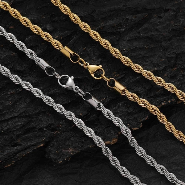 Men’s Stainless Steel Rope Chain – Durable Hip Hop Necklace