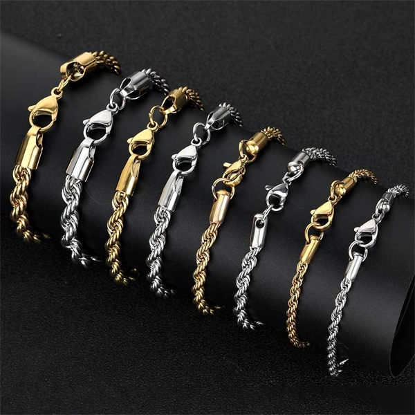Men’s Stainless Steel Rope Chain – Durable Hip Hop Necklace