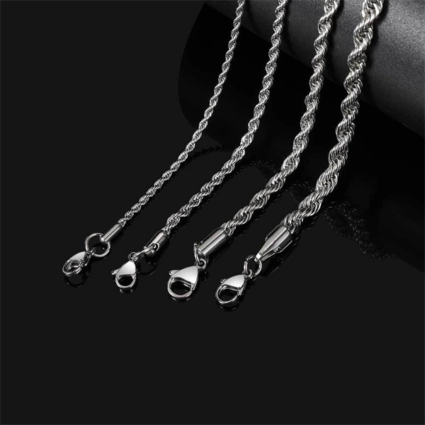 Men’s Stainless Steel Rope Chain – Durable Hip Hop Necklace