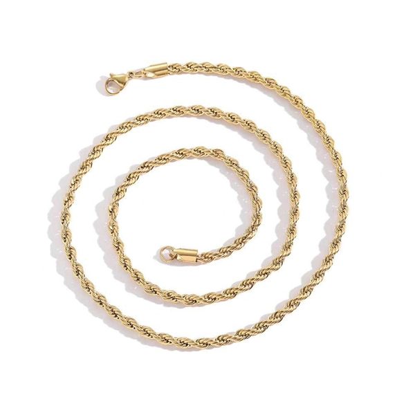 Men’s Stainless Steel Rope Chain – Durable Hip Hop Necklace