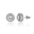 Round Zircon Paved Hip Hop Stud Earrings – 925 Silver Post, High-End & Unique Accessory