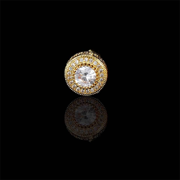 Round Zircon Paved Hip Hop Stud Earrings – 925 Silver Post, High-End & Unique Accessory