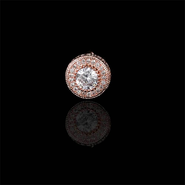 Round Zircon Paved Hip Hop Stud Earrings – 925 Silver Post, High-End & Unique Accessory