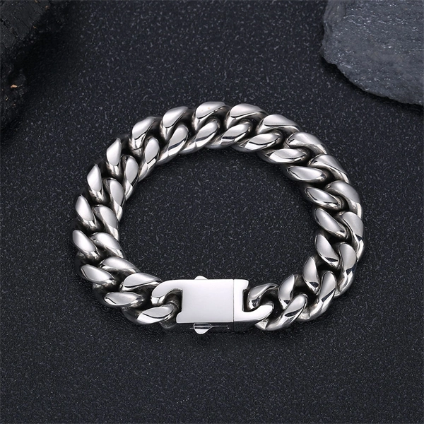 Stainless Steel Polished Cuban Chain Necklace or Bracelet – Bold Hip Hop Miami Style Jewelry