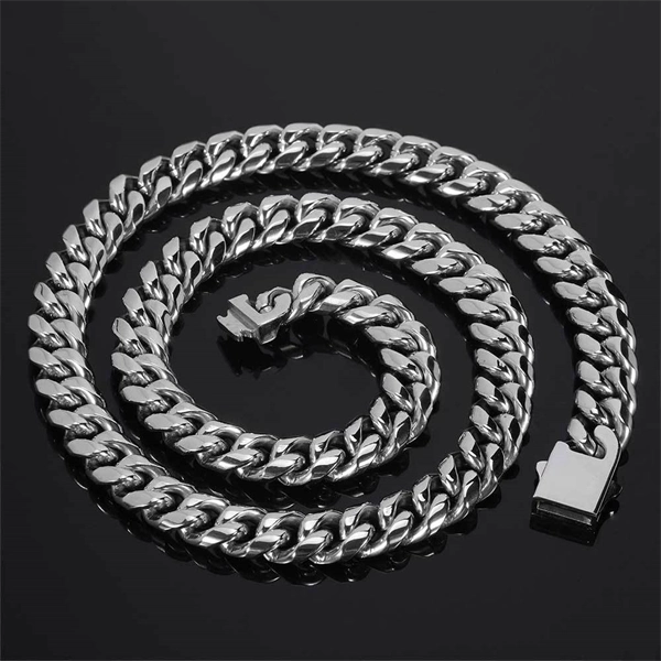 Stainless Steel Polished Cuban Chain Necklace or Bracelet – Bold Hip Hop Miami Style Jewelry