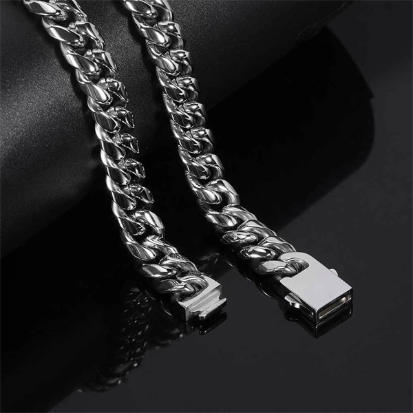 Stainless Steel Polished Cuban Chain Necklace or Bracelet – Bold Hip Hop Miami Style Jewelry