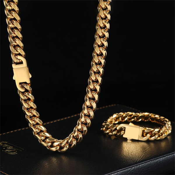 Stainless Steel Polished Cuban Chain Necklace or Bracelet – Bold Hip Hop Miami Style Jewelry