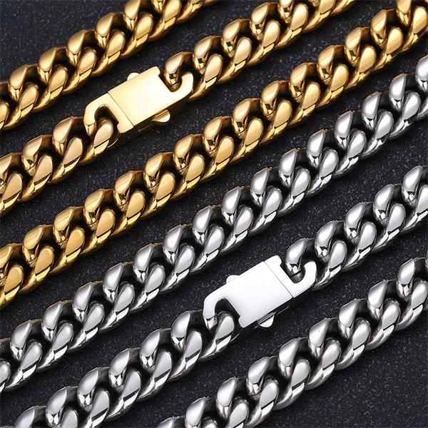 Stainless Steel Polished Cuban Chain Necklace or Bracelet – Bold Hip Hop Miami Style Jewelry