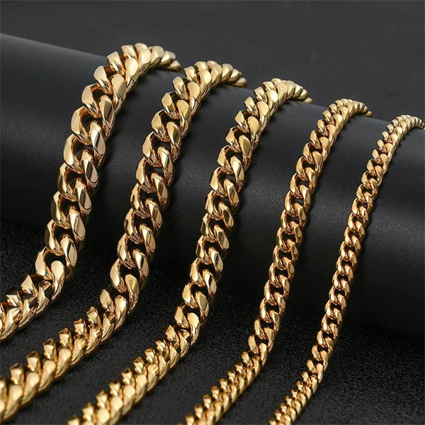 Stainless Steel Polished Cuban Chain Necklace or Bracelet – Bold Hip Hop Miami Style Jewelry