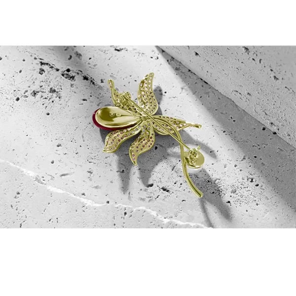 Tulip Flower Brooch Pearl Brooch