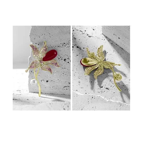 Tulip Flower Brooch Pearl Brooch