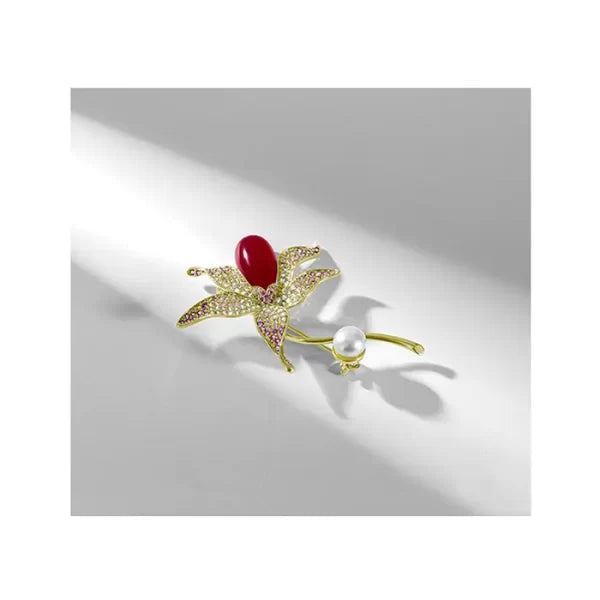 Tulip Flower Brooch Pearl Brooch