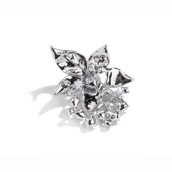 Black Bead Flower Brooch