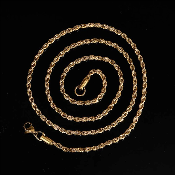 Twisted Stainless Steel Chain Necklace – Unisex Gold-Plated Piece
