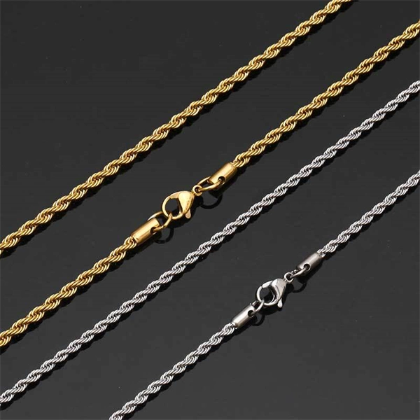 Twisted Stainless Steel Chain Necklace – Unisex Gold-Plated Piece