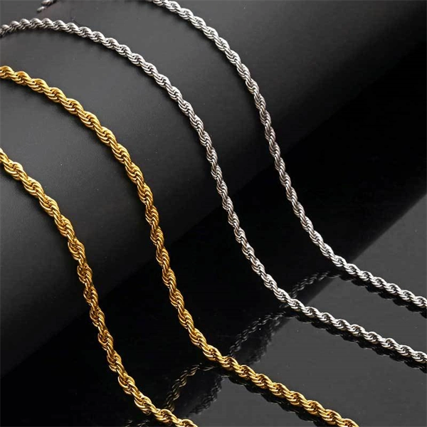 Twisted Stainless Steel Chain Necklace – Unisex Gold-Plated Piece