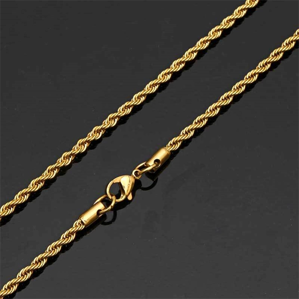 Twisted Stainless Steel Chain Necklace – Unisex Gold-Plated Piece
