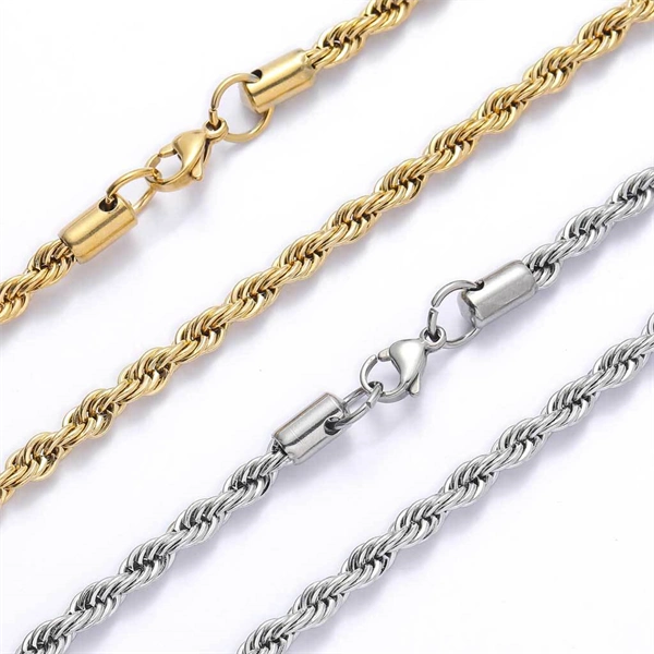 Twisted Stainless Steel Chain Necklace – Unisex Gold-Plated Piece