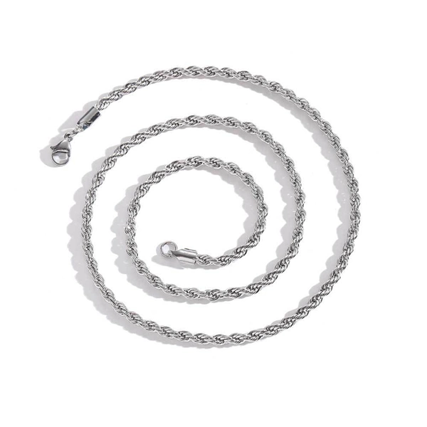 Twisted Stainless Steel Chain Necklace – Unisex Gold-Plated Piece