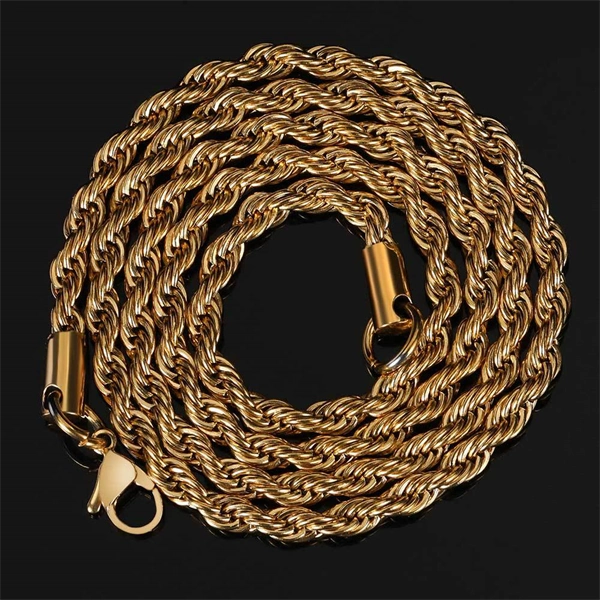 Twisted Stainless Steel Chain Necklace – Unisex Gold-Plated Piece