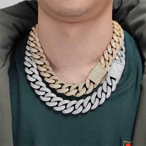 20mm 4-Row Iced Cuban Link Chain – Bold Hip Hop Statement Necklace for Men